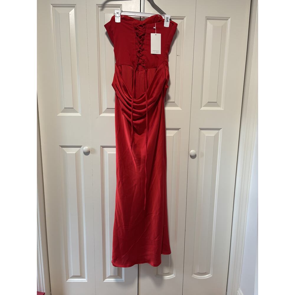 Red Strapless Corset Back Evening Dress Size 8 - Picture 7 of 9